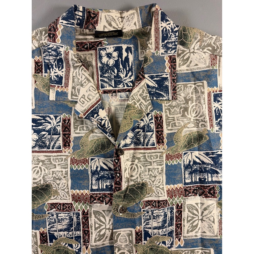 Royal Creations Hawaiian Shirt Mens XXL Blue Sea Turtle Cotton Made in Hawaii